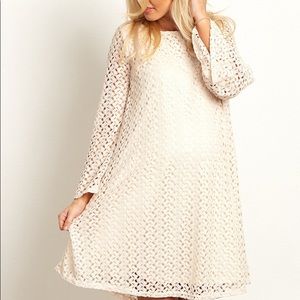 Pinkblush Maternity Cream/Beige Open Knit Dress
